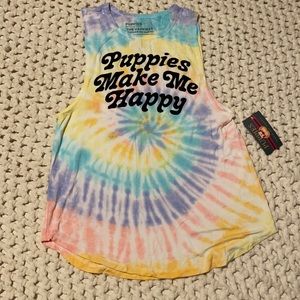 Puppies make me happy tie dye tank